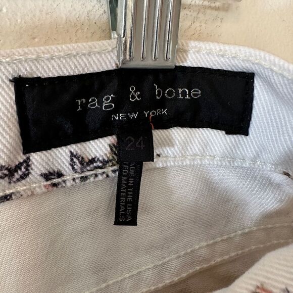 NWT Rag & Bone Micro Floral Boy Jeans Ankle Crop Pants White Women’s Size 24/0 - Picture 5 of 6